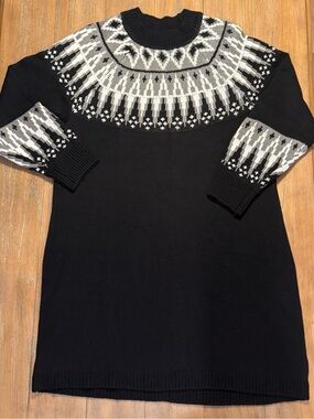 Lane Bryant Black Fair Isle Yoke Long Sleeve Sweater Dress #28
